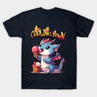 Cute dragon cooling down with ice cream T-Shirt